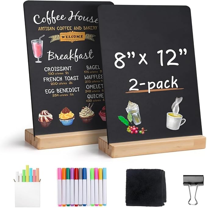 UAGGIC Creative 8x12Inch Desktop Small Chalkboard with Wood Stand Set for Home Office Decoration and Memos Writing Board