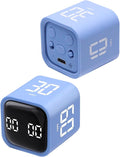 Productivity Timer Flip Gravity Sensor Cube Timer Countdown & Countup,Mute & Vibrate & Sound，5/10/30/60min & Custom Timing, Perfect for ADHD,Work,Learning,Kitchen Cooking (2 Blue)