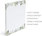 Leaf Theme Paper Stationery, Greenery Letterhead Paper 8.5 x 11 Inches, 50 Sheets, Elegant Writing Paper, Pretty Stationary Paper, Decorative Printer Paper