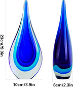 9" Tall Sculpture Hand Blown Glass Decor, Paperweight for Office Desk, Modern Glass Art Figurines Mediterranean Beach House Decor, Living Room Coffee Shelves Table Top Decoration (Blue)