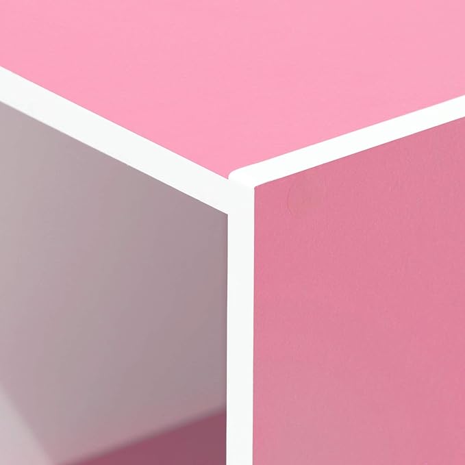 Furinno LUDER Book Shelf, 11-Cube Bookshelf, Reversible Bookcase, 9.4 x 29.1 x 41.7, for Living Room, Bedroom, Home Office, White/Pink