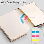 EMSHOI Composition Notebooks College Ruled - Soft Cover Leather Thick Journal, B5 Large Notebook, with Free Sticky Notes, 204 Numbered Pages,100gsm Lined Paper, for Writers Students, 7.5"x10"- Black