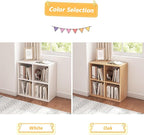 NELYE 4 Cube Organizer Bookcase - Fabric Storage Bins Container, Open Shelf Simple Compartments Bookshelf, Oak