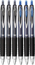 Advantage Gifts Signo 207 Roller Ball Retractable Gel Pens, Medium Point (0.7mm), Black And Blue Ink, 6 Count, Bundle with Plastic Reusable Pouch
