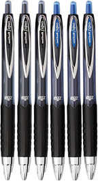Advantage Gifts Signo 207 Roller Ball Retractable Gel Pens, Medium Point (0.7mm), Black And Blue Ink, 6 Count, Bundle with Plastic Reusable Pouch
