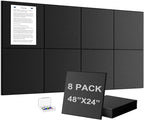 G Gamit Large Felt Wall Tiles Bulletin Board,Large Cork Board Alternative with 30 Pushpins,8-Pack Felt Pin Board with 56 Safe Removable Adhesive Tabs for Home Office School (Black)