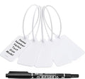 50 White Blank Plastic Tags for Labeling Waterproof Hanging Labels Writable Tags Seal Plastic Marking Label for Clothes Bags Keys Inventory with One Marker Pen