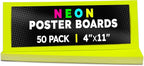 Hygloss Small Poster Board 4x11 - 50 Neon Yellow Single Color Poster Boards Bulk Pack - 10 Pt. Thickness Colored Poster Board Paper for Projects, Flash Cards, Signs - Posterboard Multipack 4" x 11"