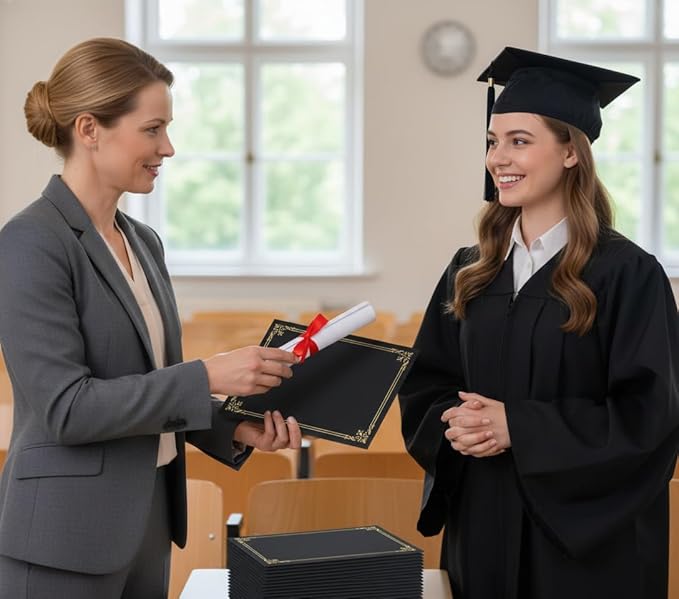 30 Packs Certificate Covers,Black Cardboard Diploma Cover,Certificate Holders Gold Foil Border,for Letter Size 8.5 x 11 Inch Awards and Certificates