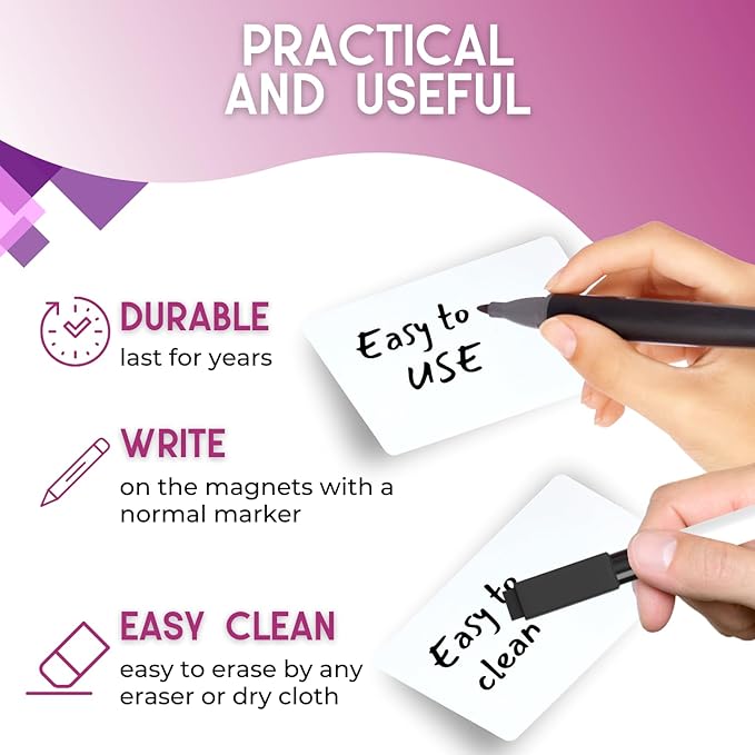 Availey 30 Pieces (5 x 3) - White Magnetic Dry Erase Labels - Reusable Strips for Classroom Home Office Garage Refrigerator Blank Writable Erasable Cards Name Tags Students Locker Shelf