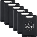 ZCZN Plastic A4 Form Storage Box Case, Clipboard Case, Bulk clipboard Set Suitable for School,Utility,Industrial Office, Medical Personnel,Black,6 Pack
