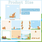 Lovarywow Capybara Sticky Notes Gifts - 9Pack Cute Sticky Notes 3x3 Funny Gifts for Capybara Lovers Cartoon Notepads Animals Post Pads for Women Men Office School Supplies 450 Sheets