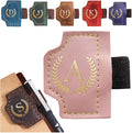 Personalized Mark Bookmark with Pen Holder, Leather Magnetic Book Marker 26 Letters,Custom Initials Page Marks, Gifts for Book Lovers Readers Men Women (Pink, A)