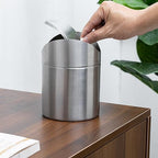 Chemlliy Mini Trash Can, Tiny Desktop Trash Bin with Swing Lid, Stainless Steel Bathroom Countertop Garbage Cans Kitchen Waste Bins with Trash Bag