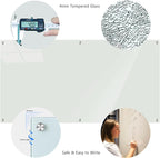 Glass Whiteboard 6' x 3', Magnetic Glass Dry Erase Board Frameless Wall Mounting, Large White Board for Office Home & School