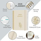 2026 Planner - Planner 2026 from January 2026 to December 2026 with 12 Monthly Tabs, Flexible Cover, Inner Pocket, 8.5" x 11", Beige