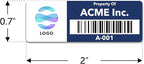 Custom Asset Tags (Upload Your Logo) - Asset Labels with Barcodes - 2” x 0.7” (50-5000 Labels)