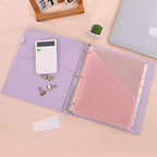 SKYDUE Pastel Binder Dividers with Tabs and Pockets - Soft Plastic Dividers for 3 Ring Binder, Includes 16 Blank Index Labels, for School & Office Organization, Pink
