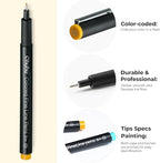 Ohuhu Colored Fineliner Drawing Pens: 18 Packs Fineliners 11 Colored Pens & 7 Assorted Point Sizes Black Micro Pen Waterproof for Drawing Sketching Anime Manga Artists Beginners - Hana Highway