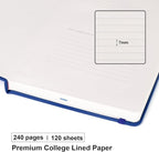Comix Lined Journal Notebook for Women Men, Journaling Notebooks for Office School Home, 240 Pages, 5.5" x 8.3", College Ruled, A5, Hardcover, Navy Blue