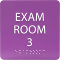 ADA CENTRAL SIGNS - 6" X6" Exam Room 3 Sign - ADA Compliant Tactile Graphics Grade 2 Braille Text Acrylic Wall Signs - Educational Institution Directional Assistance Test Center Door Sign for Schools
