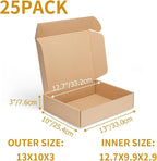 PHAREGE 13x10x3 inch Shipping Boxes Bulk 25 Pack Brown, Tab Lock Tuck Top Mailer Boxes for Packaging Small Business, Medium Cardboard Gift Boxes for Wrapping Mailing Present