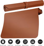Boutilon Leather Desk Pad Protector,Non-Slip Mouse Pad,Laptop Desk Pad,Office Mouse Mat,Waterproof Leather Desk Blotter,Desk Writing Pad for Office and Home (XXL-Brown,47.2"x 17")