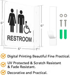 Faittoo Restroom Sign, Bathroom Signs, 4 Pack 6 x 6 Inches Acrylic Sign, for Office or Business Bathroom and Toilet Door or Wall Decor, Indoor Outdoor Use (Men and women with Handicap)