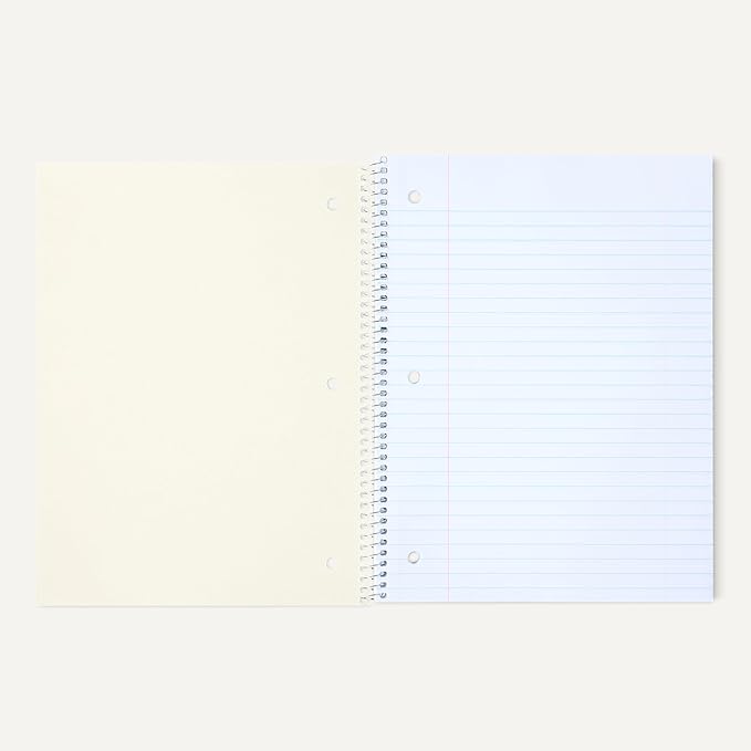 Amazon Basics Wide Ruled Spiral Notebook, 70 Sheets, 8" x 10-1/2", 5 pack, Assorted Pastel Solid Colors