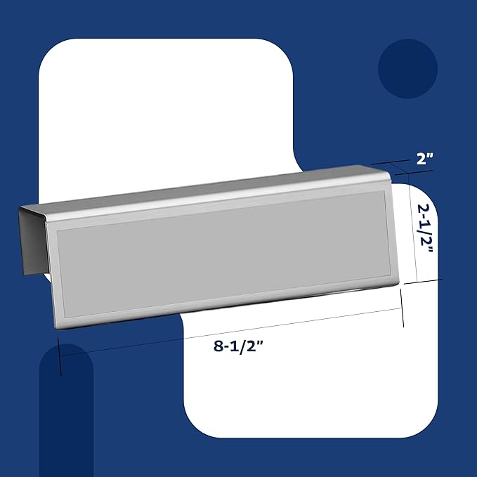 4-Pack 8.5" x 2.5" Cubicle Partition Name Tag - Silver Border 2" Hook - Holder for Custom Plate – Desk or Partition Use – Silver Frame – 2" x 8" Insert for Wall Display By Plastic Products Mfg