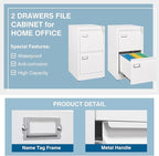 PEUKC 2-Drawer File Cabinet, 16.3" Deep Vertical Filing Cabinet with Lock, Metal File Cabinet for Home Office, Anti-Tip 2 Storage Drawers for Letter/Legal/A4/F4 Size (Assemble Required, White)