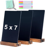 NEWNEWSHOW 3Pack 5.1x7.9 in Blackboard Sign Double Sided with Wood Base Message Chalkboard Erasable Message Board Sign with Wood Base for Shop Wedding Kitchen Home Party Decoration