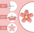 30pcs Decorative Flower Push Pins - Pink Thumb Tacks for Cork Board, Photo Wall, Feature Wall, Map, Bulletin Board, Office or Home