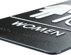 USA Made - Men's and Women's Restroom Signs ADA-Compliant Bathroom Door Signs for Offices, Businesses, and Restaurants, Black, Blue, Grey and Taupe/Tan Colors (Black Handicap)