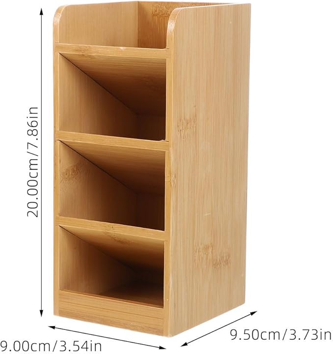 NOLITOY Wooden Desk Pencil Holder and Pen Organizer with Lacquer Finish Storage Box for Office Supplies and Art Tools Desktop Organizer