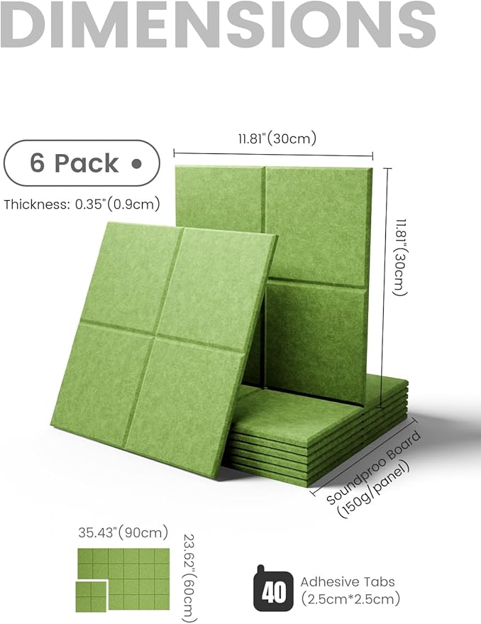 Fluxynara Large Felt Bulletin Board 36" x 24"Cork Board Alternative-6 Pack with 40 Safe Removable Adhesive Tabs, Cork Boards for Walls Cork Board for Home Office Classroom Pin Board-Kelly Green