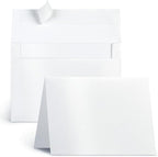 White Shimmer 5x7 Blank Cards and Envelopes, Goefun Pearl White Folded Cardstock and A7 Envelopes Self Seal 100 Pack for Wedding, Invitations, DIY Greeting Cardstock, Thank You Cards & All Occasion