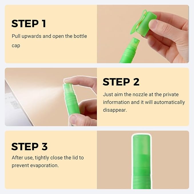 3Pcs White Out Liquid, Information Protection Correction Fluid Thermal Paper Correction Sprayer Address Eraser Concealing