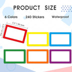 Yeachlaing 6 Color Name Tag Stickers, 240PCS Waterproof Stickers 3.5X2.25 Inch Name Labels for Office, School, Classroom and Home