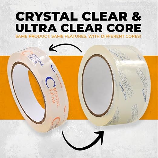 WOD CST22CC Crystal Clear See-Through Packing Tape – 3/4 inch x 110 yds. for Carton Sealing Mailing, Shipping, and Protection, Label Covering, Lamination, and Outdoor Uses.