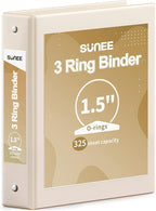 SUNEE 3 Ring Binder 1.5 Inch 1 Pack, Clear View Binder Three Ring PVC-Free (Fit 8.5x11 Inches) for School or Office Supplies, Gray-Brown