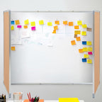 Mooliwe 72"x24" Tri-fold Cork Board Whiteboard, Foldable Combination Magnetic Dry Erase Bulletin Board & Corkboard with Aluminum Frame Wall Mounted for Home, Office and School(Wood)