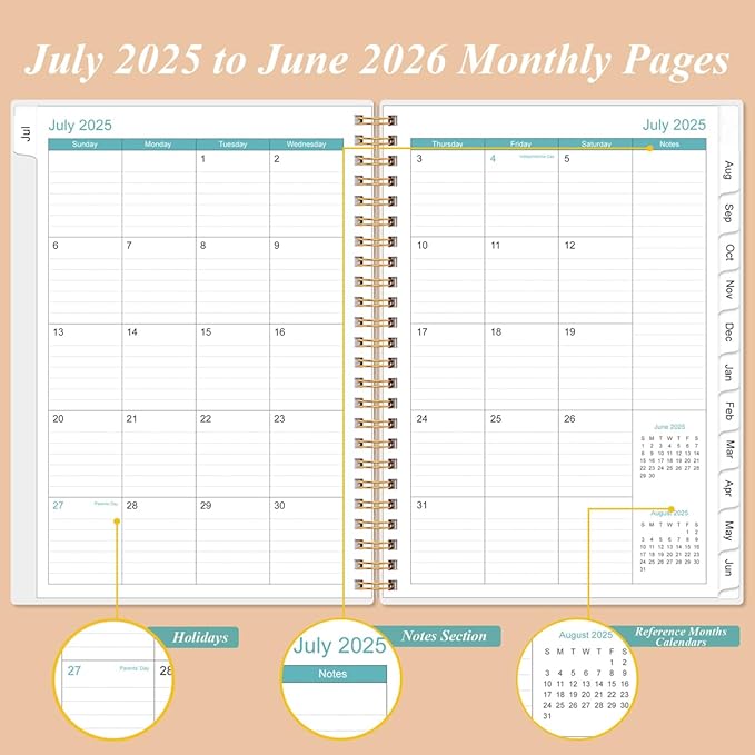 2026 Daily & Monthly Planner - One Page Per Day, Daily Planner 2026 from January 2026 to December 2026, Planners 26 with 12 Monthly Tabs, 6.4" x 8.5", Rose Flower