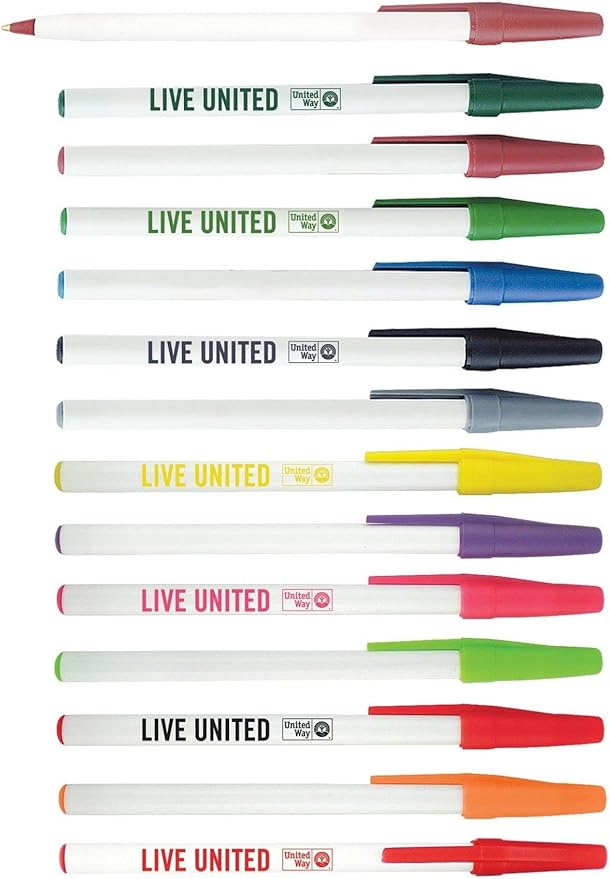 Personalized Stick Pens With your Custom Logo or Text-500 Pack Bulk-for Businesses, Parties, and Events, Custom Printed Slim Ballpoint Pens with Cap, Light Blue, Black Ink