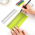 2 Pieces 6"/12" Clear Acrylic Ruler Zero-Centering Ruler with Inches & Metric Measuring Tool 12" and 6" Inch Straight Edge Rulers for Paper Cutting Craft Supplies School Supplies for Students,Office