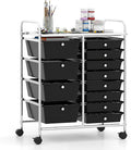 Giantex 12 Drawer Rolling Cart with Drawers, Storage Organizer Cart for Classroom Office School Teacher, Mobile Drawer Cart for Tools, Crafts, Small Printer, Black