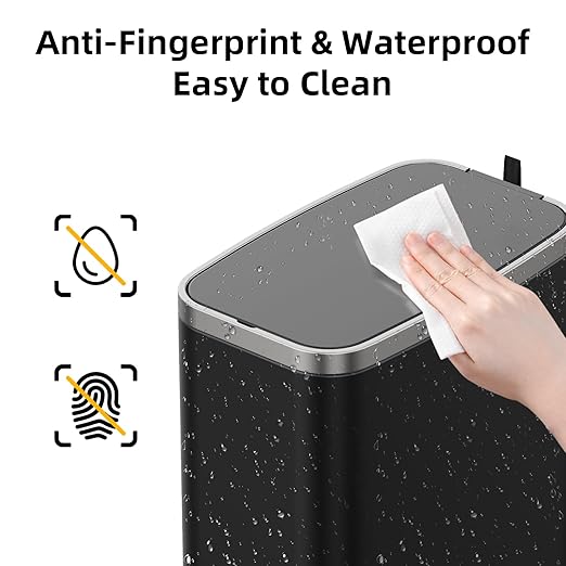 KdbK Stainless Steel Bathroom Trash Can with Lid Soft Close,1.6 Gallon Slim Garbage can,Small Metal Step Wastebasket for Office, Bedroom, Toilet, Black