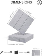 Fluxynara Felt Bulletin Board Tiles -28"x18" with 40 Adhesive Tabs, Cork Board Alternative for Office Decor, Push Pin Board Wall Organizer 6-Pack (Soft Gray)