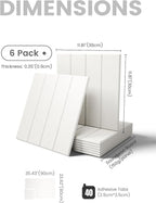 Fluxynara Felt Bulletin Board Tiles Large 36" x 24"Cork Board Alternative-6 Pack with 40 Adhesive Tabs, Thick Slat Wall Panels for Office Decor, Push Pin Board Wall Organizer Alternative - Milky White