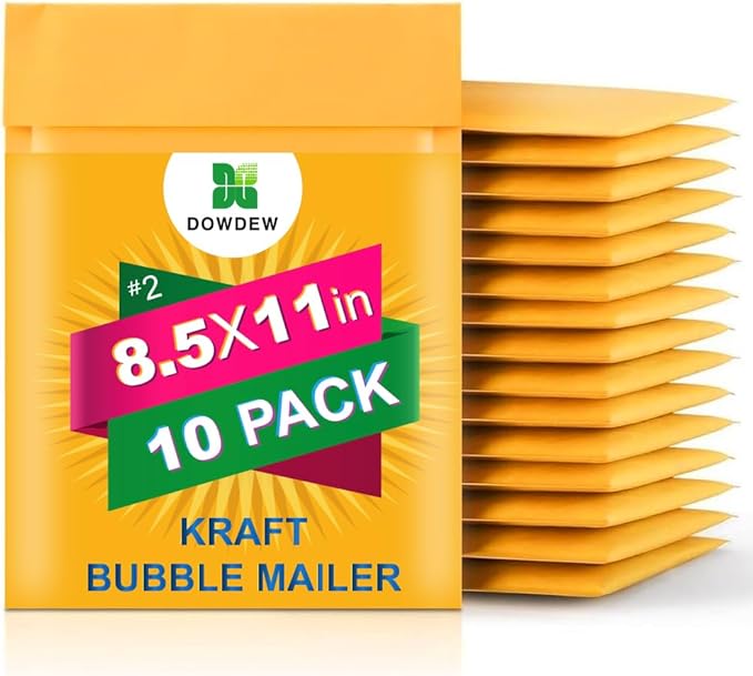 Kraft Bubble Mailers [10 Pack] Mailing Packing Envelopes #2 (8.5" x 11")
